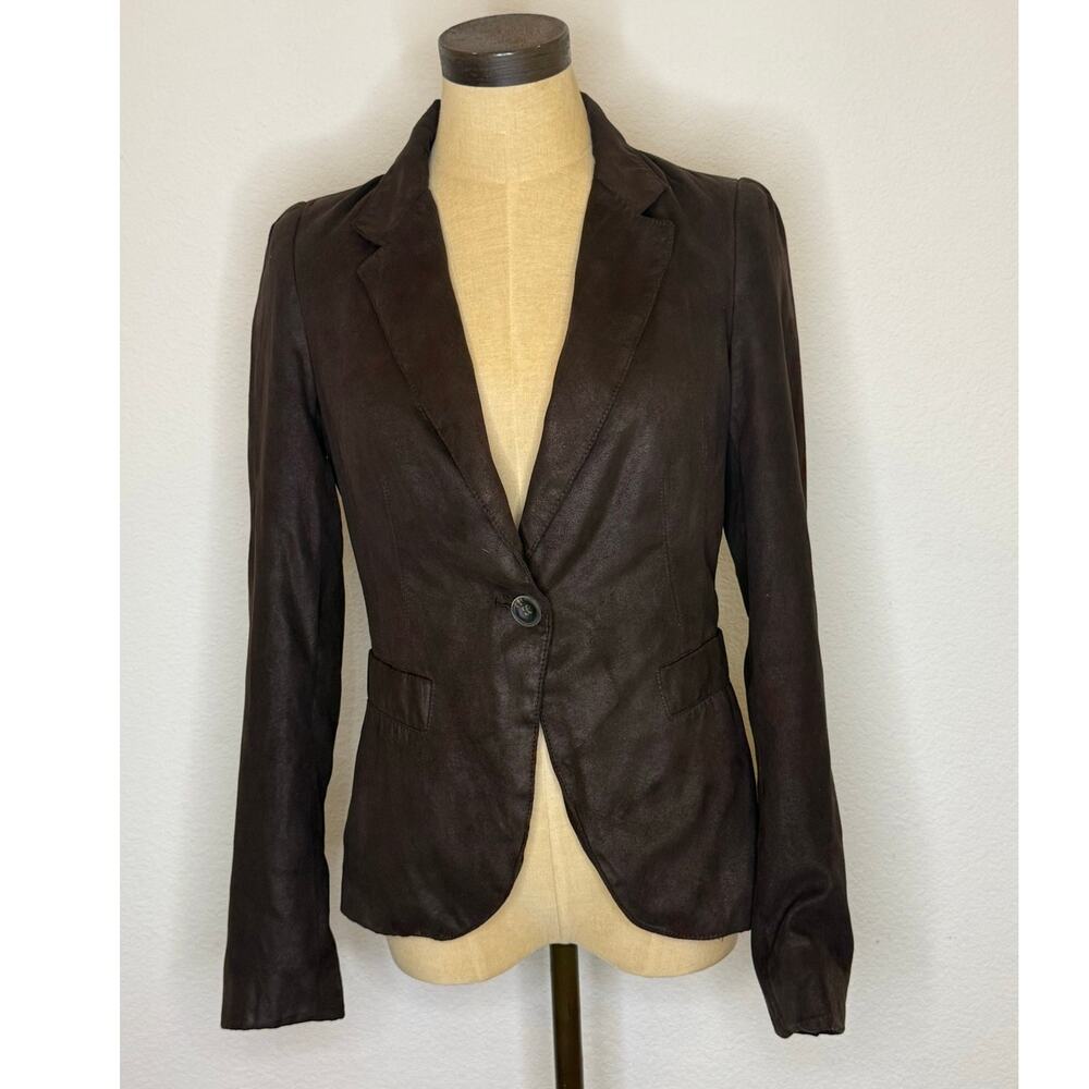 Zara Basic Brown Faux Suede Blazer Jacket Top Dressy Business Women S